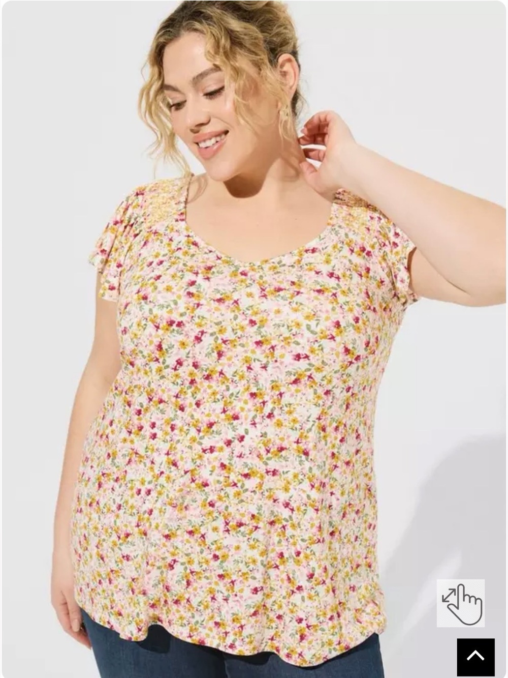 NWOT - Super Soft Smocked Flutter Sleeve Tee - Torrid